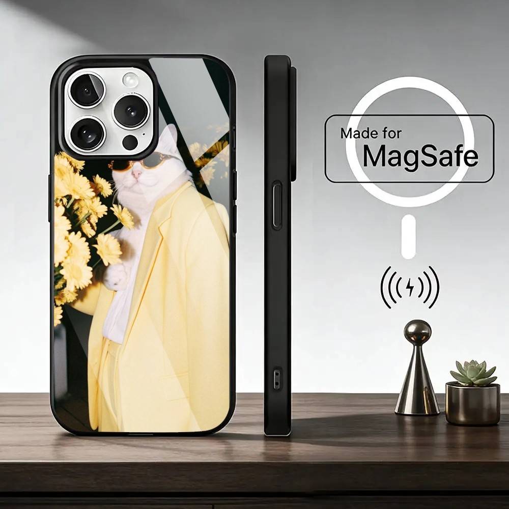 Funny Animal C-Cat Phone Case For iPhone17,16,15,14,13,12,11 Plus,Pro Magnetic with Magsafe Wireless Charging