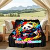 1PC Custom Name Colorful Panda Artwork Flannel Blanket Versatile,all-season Throw Suitable for the Living Room,bedroom,camping,travel,and Gift