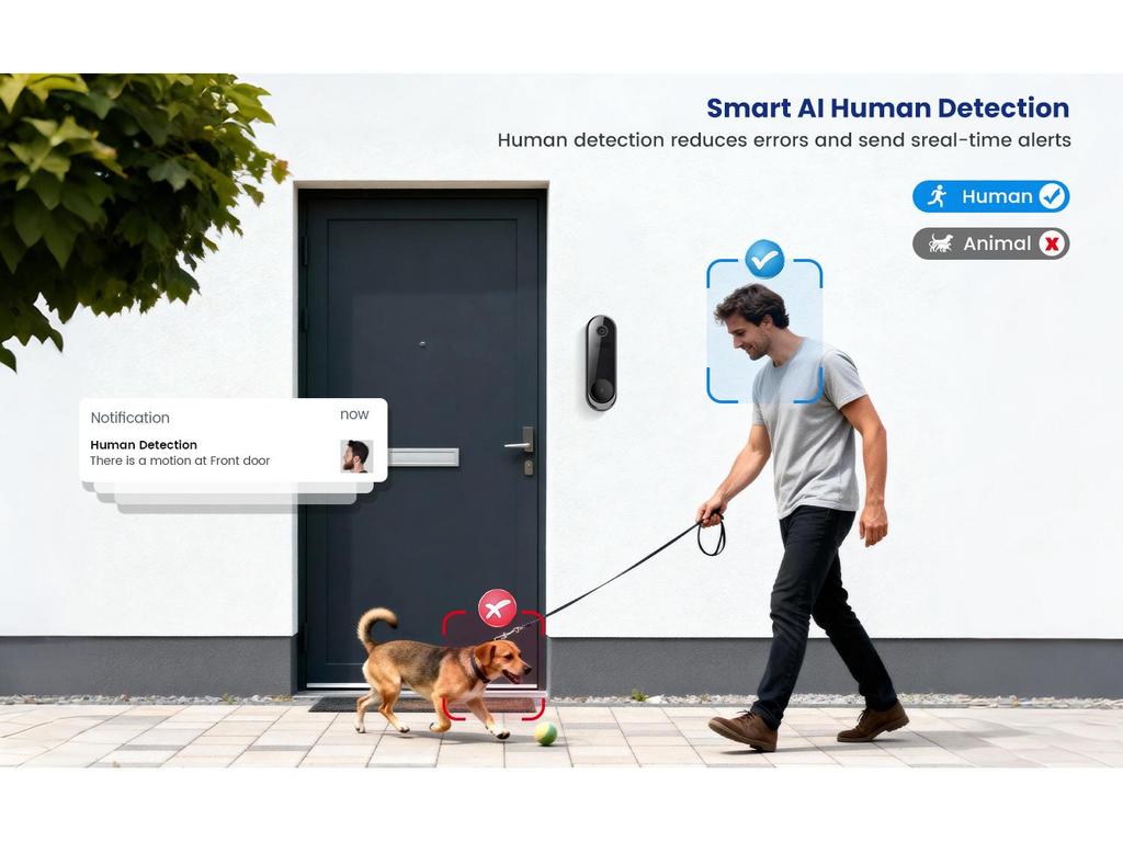 Low-Power WiFi Visual Doorbell Camera with Smart Voice Intercom and Mobile Monitoring