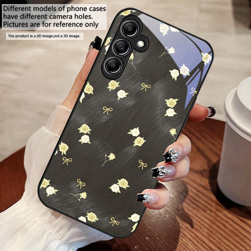 Gradient Yellow Rose For Samsung A73 72 71 A70 56 55 54 A53 52 51 50 42 A35 A34 33 32 31 26 25 24 23 22 30 Glass Phone Case