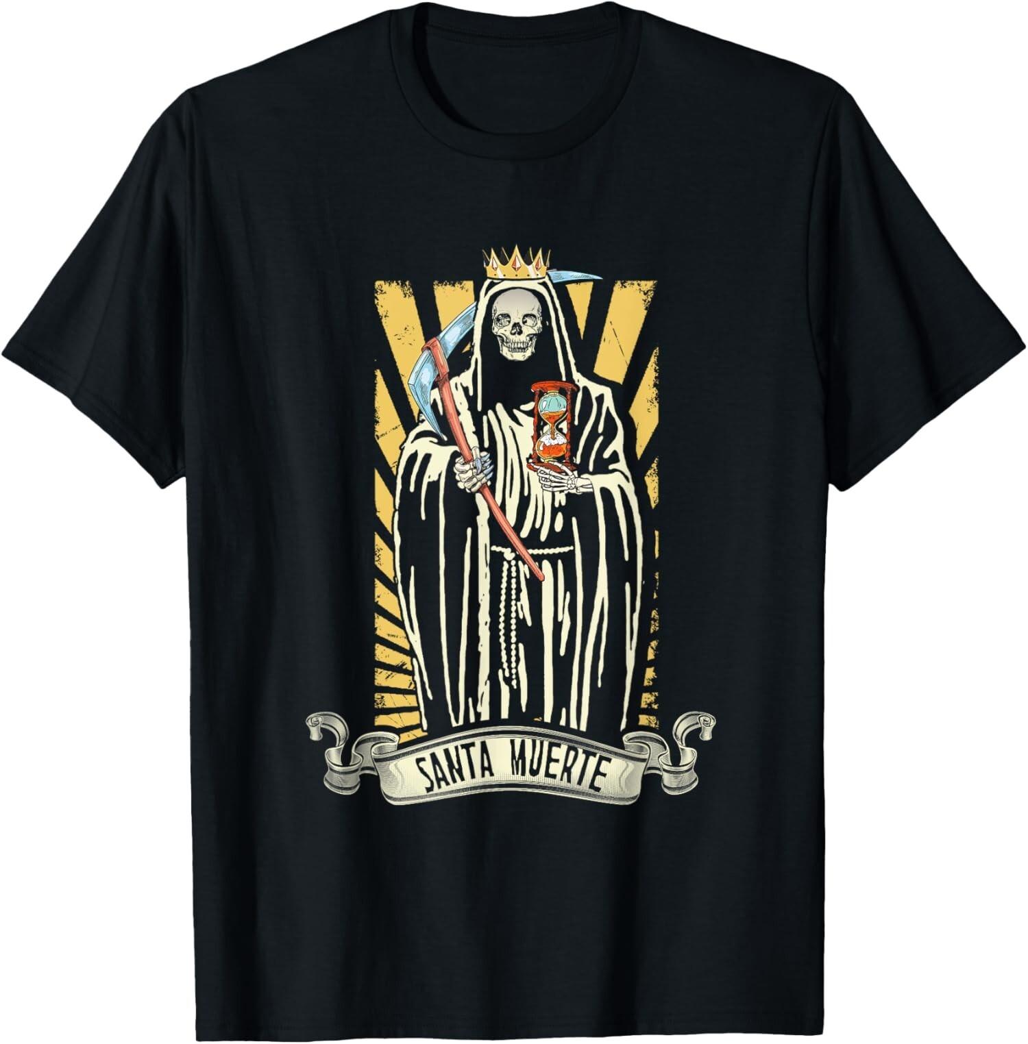 New Limited Santa Muerte Skeleton Woman Mexican Mexico T-Shirt Made In USA S