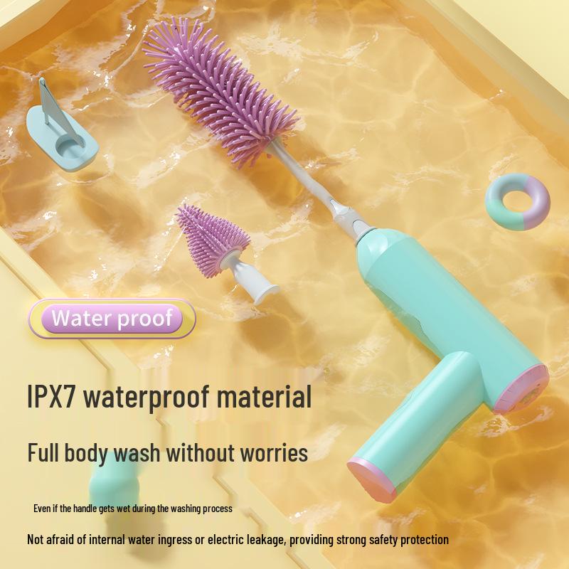 Long-lasting Electric Baby Bottle Cleaning Brush with Food-Grade Bristles for Powerful and Efficient Cleaning - A Must-Have for Moms and Babies.
