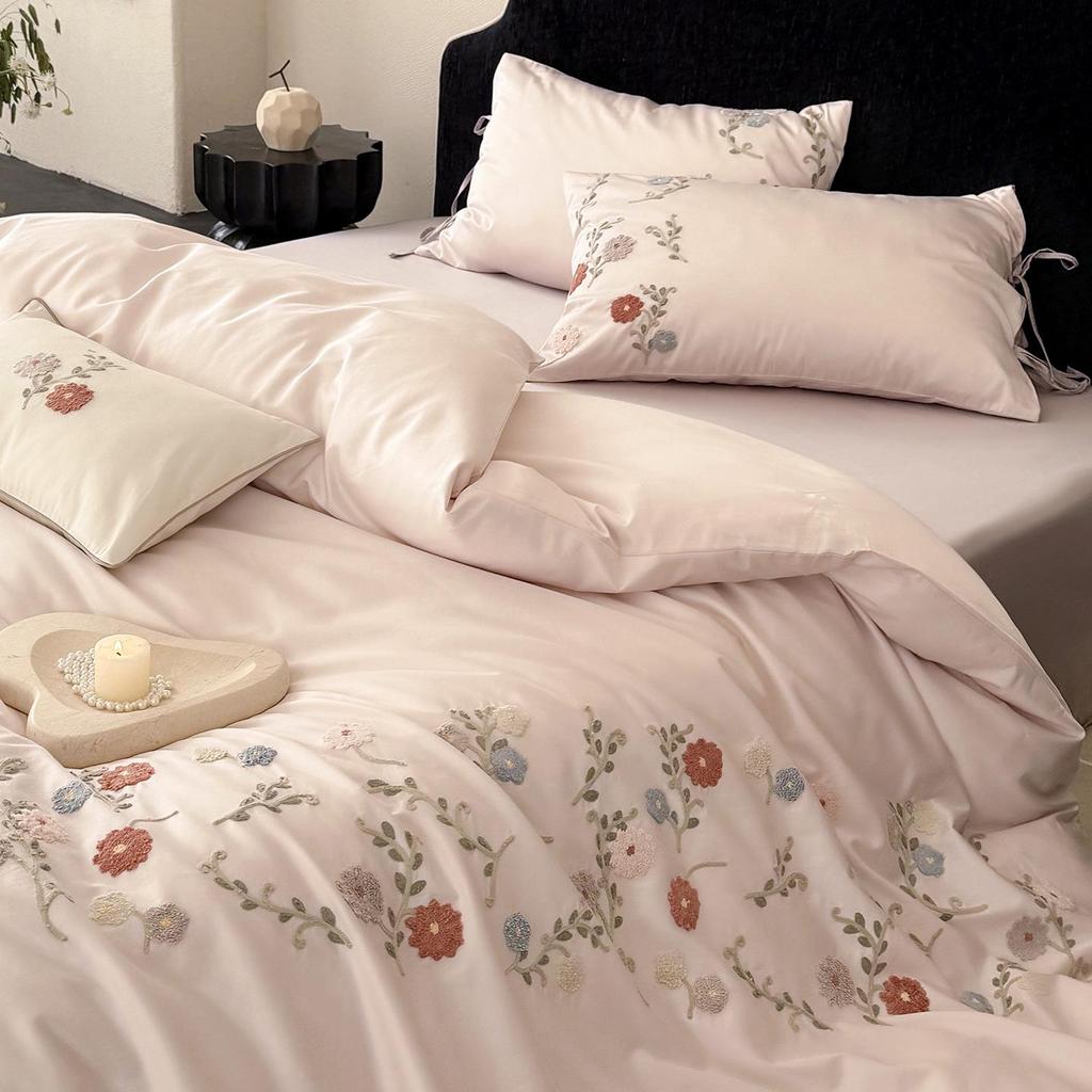 Elegant Luxury: Embroidered Long-Staple Cotton 4-Piece Bedding Set