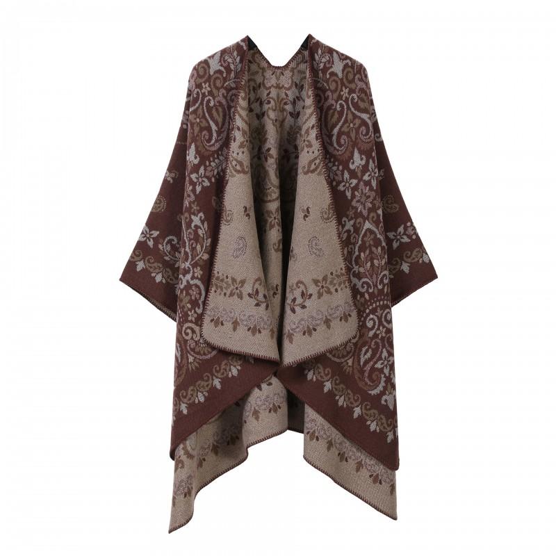 Elegant Vintage Shawl Cape Double-sided Tassel Split Travel Warmth