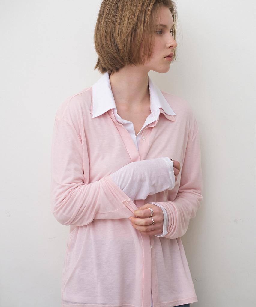 Biyul Tencel See-Through Collared T-Shirt_3Color