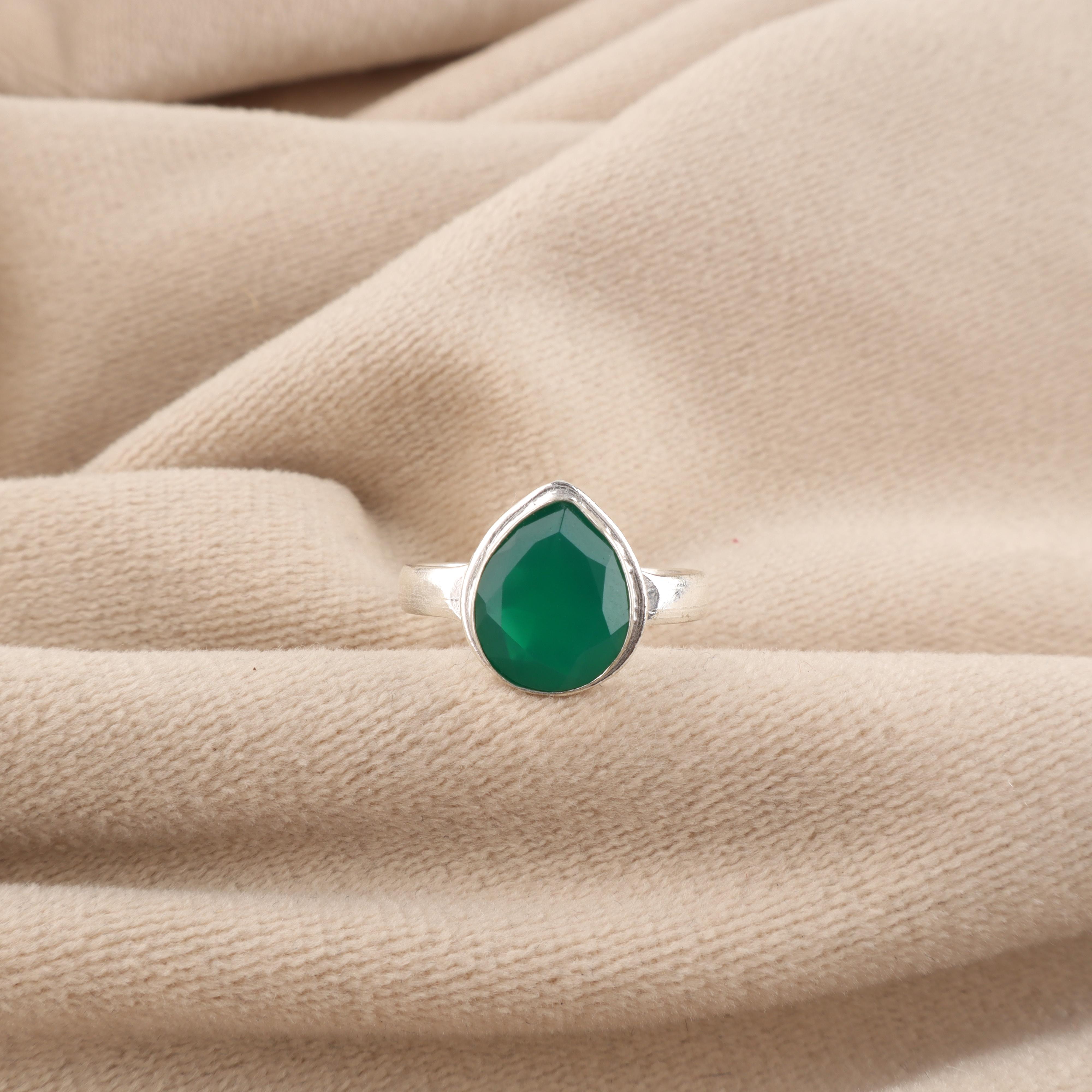 Green Onyx gemstone 925 Sterling Silver Handcrafted Jewelry Women Ring Anniversary Gift RR-76-18 4