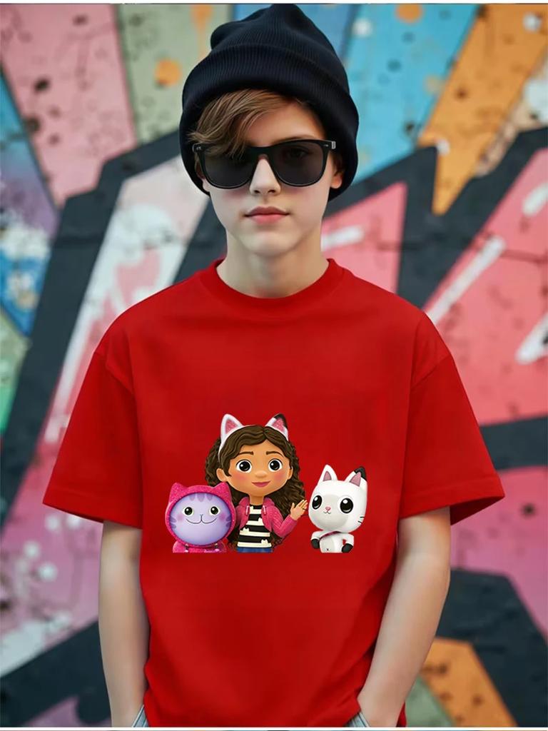 DJ Catnip Gabby's Dollhouse Short Sleeve T Shirt Kids Summer Cute Crewneck Casual Age 3-14