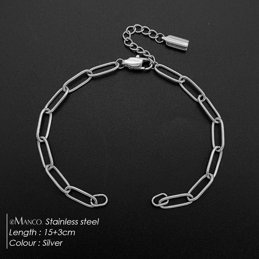 EManco Women s Classic Stainless Steel Semi-finished Charm Bracelet Wire Chain Adjustable Extension Lobster Clasp DIY Jewelry 15CM Extend 3CM