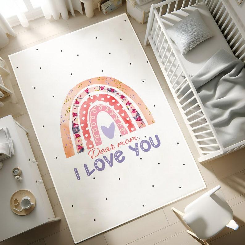 

Boho Watercolor Rainbow Area Rug Cute Cartoon Print Carpet for Children s Room Soft Non-Slip Floor Mat for Kids Room 40X60CM