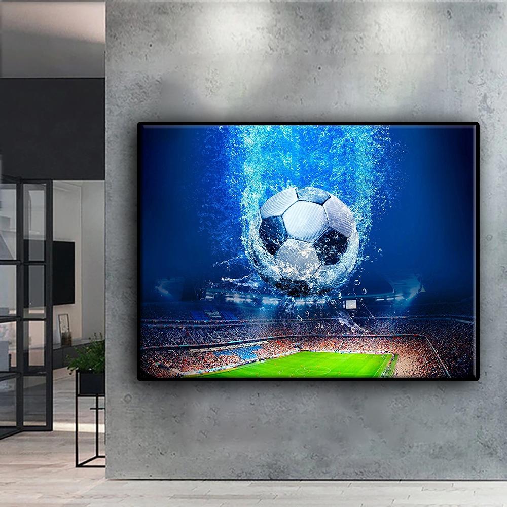 5D DIY Eld och Vatten Fotboll Korsstygn Strass Diamantteckning Broderi Mosaik Heminredning