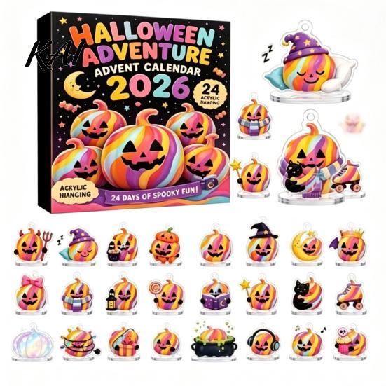 24 Day Countdown Box Halloween Ghost Advent Calendar, with Kids Board Game Accessories Figurines, Spooky Collectible Toy Set for Kids, Party