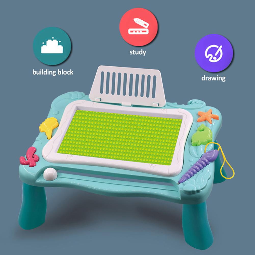 Wielofunkcyjny stolik do zabawy dla dzieci 2 w 1 Graffiti Magnetyczna tablica do pisania Stół do budowania dla dziewczynki chłopca