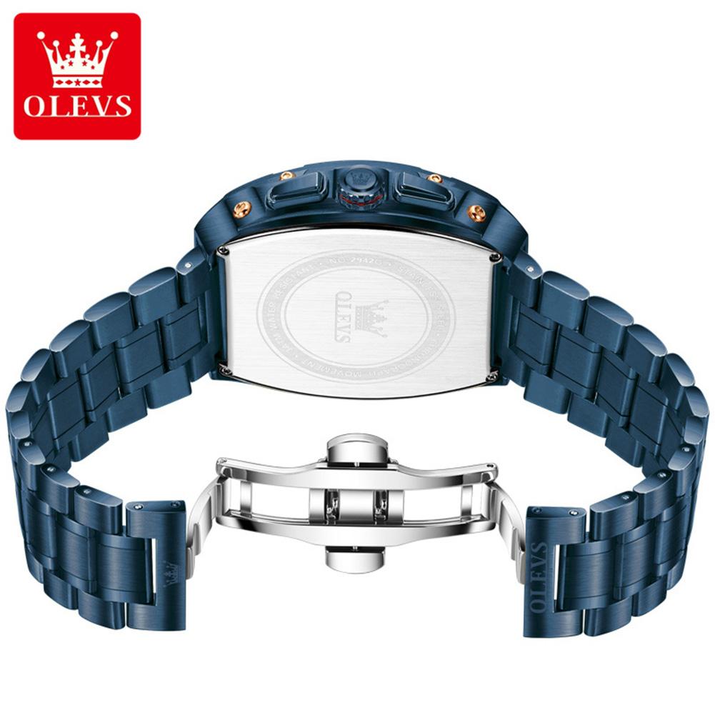 OLEVS Herren Chronograph Uhr Original Tonneau Quarz Uhr Wasserdicht Leuchtend Edelstahl Uhren Für Männer