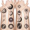 New Black and White Sun and Moon Tattoo Stickers Waterproof Party Gift Funny Face Stickers