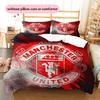 Manchester United FC Pattern Bedding Home Decoration Birthday Gift (1 * Duvet Cover + 2 * Pillowcase, Without Core)