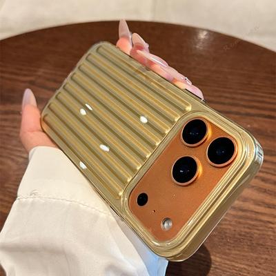 Luxury 3D Luggage Striped Phone Case for IPhone 17Pro Max Air 11 12 13 16 14 15 16 Plus Silicone Shockproof Soft Protector Cover
