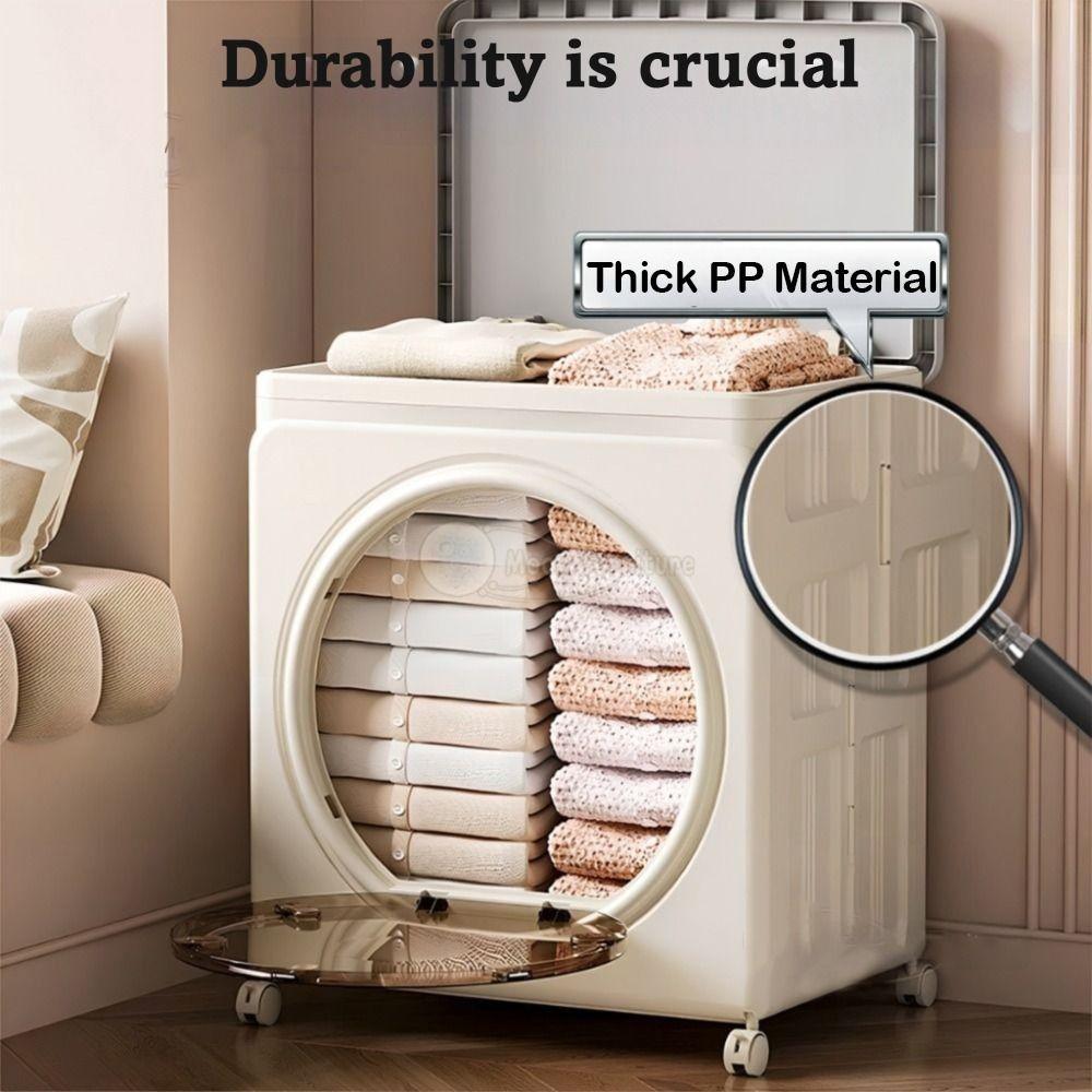 With Pulleys Foldable Storage Box Dustproof Toys Storage Basket Durable Storage Cabinet