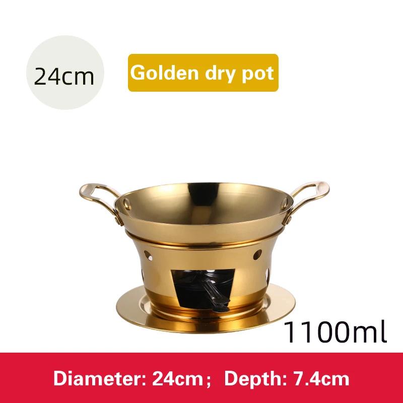 Dry Boiler Commercial Solid Fuel Boiler Golden Alcohol Furnace Chafing Dish Buffet Korean Pot Thickened Stainless Steel Hot Pot