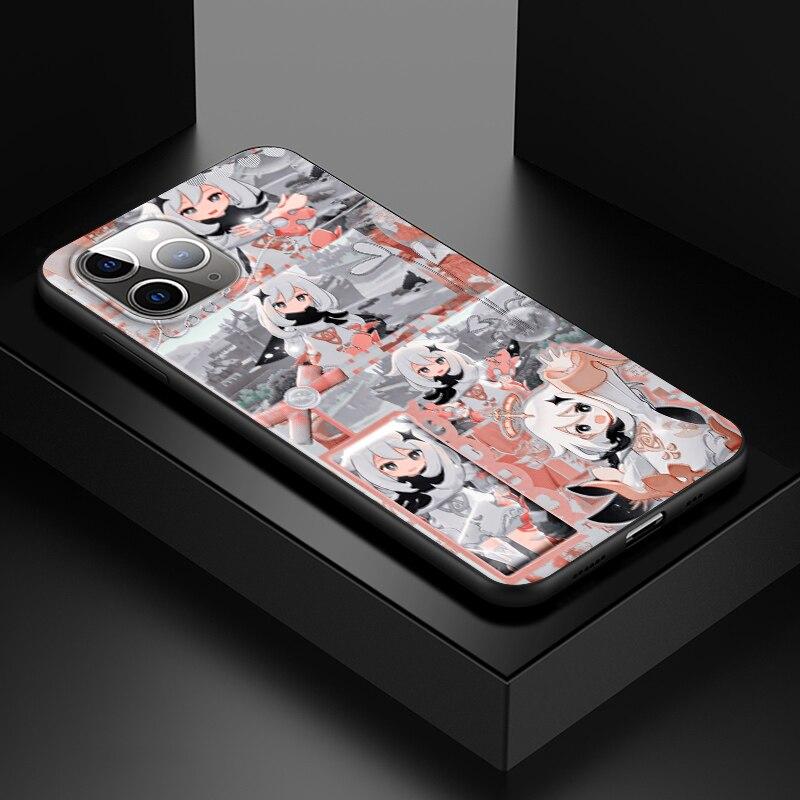 Genshin wpływ na Apple iPhone 13 12 11 SE XS XR X 7 8 6 5 S mini Plus Pro MAX 2020 miękki czarny futerał na telefon