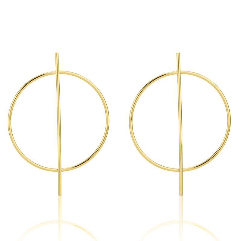 

Geometric Trendy Hoop Earrings Minimalist Alloy Statement Jewelry For Women золотий