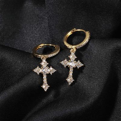 Accessoires Boucles d'Oreilles Mini Croix Simples Hip Hop Micro-serties Zircon 5A Boucles d'Oreilles Personnalité Hommes et Femmes