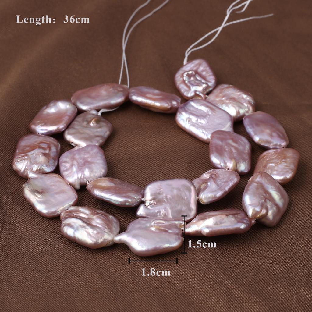 1String, Purple Natural Freshwater Pearls, Baroque Rectangle Pearl Beads, 15×18 Mm, for DIY Necklace Accessories, Jewelry Making, Women Gift, 36 Cm