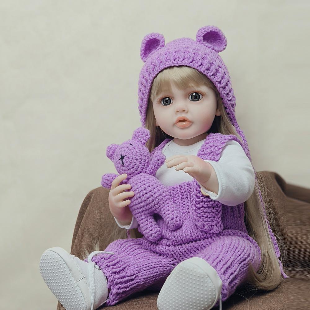 Urocza lalka reborn Betty 55cm pełny silikonowy korpus wodoodporna lalka noworodka ręcznie wklejane długie włosy lalki dziewczynki dla dzieci prezent na urodziny Boże Narodzenie