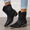 Fashion Spring Autumn New Women's Shoes Large Size Embroidery Pointed Toe Ankle Boots for Women Retro Thick Middle Heel Short Botines