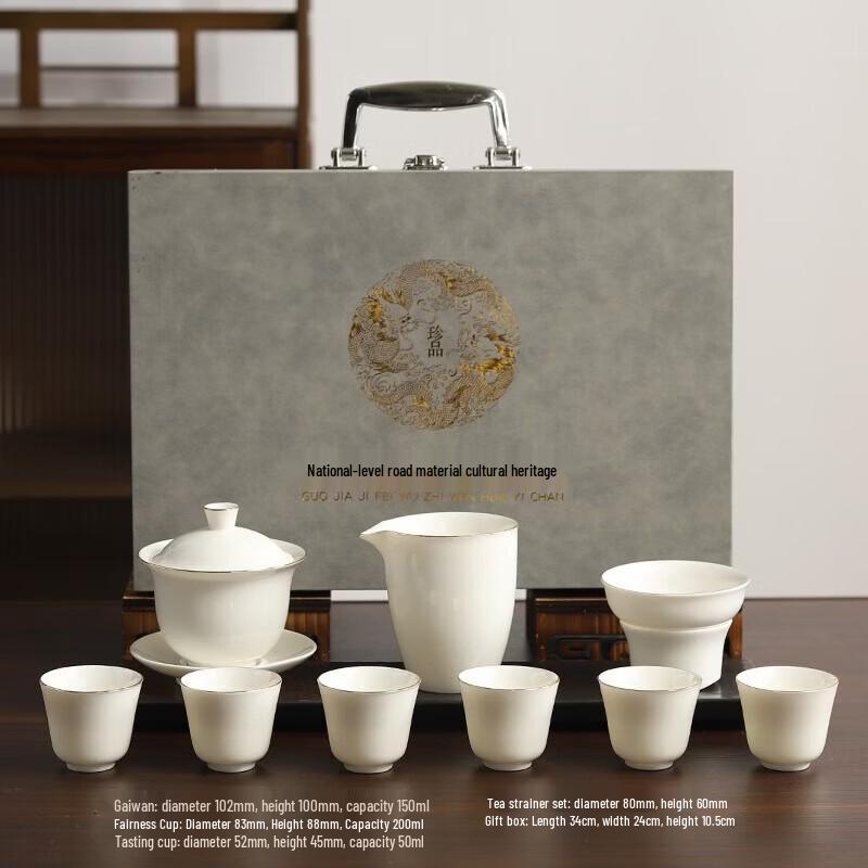 Dehua White Porcelain Light Luxury Tea Set with Gold Accents