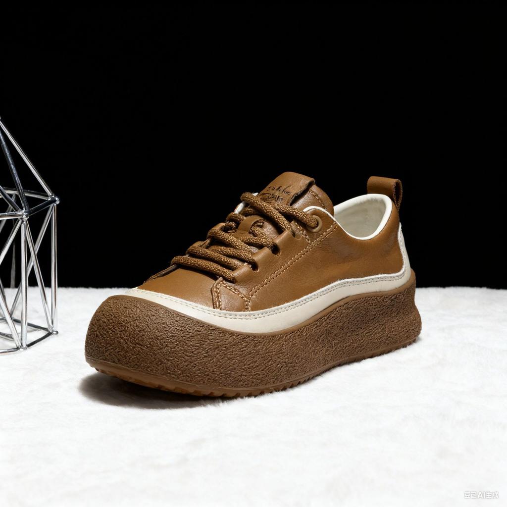 Thick-soled Soft Little White Shoes for Women's 2025 Autumn New Delicate and Versatile Casual Sports Single-board Shoes, High-end Soft Leather