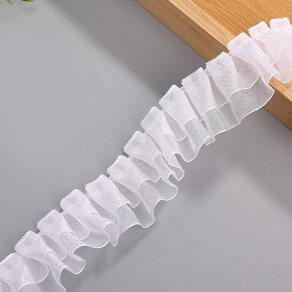 2026 Trendy 4CM Organza Lace Ribbon Double Layer Lotus Leaf Trim for Party Dress Skirt Hem Applique & DIY Home Decor