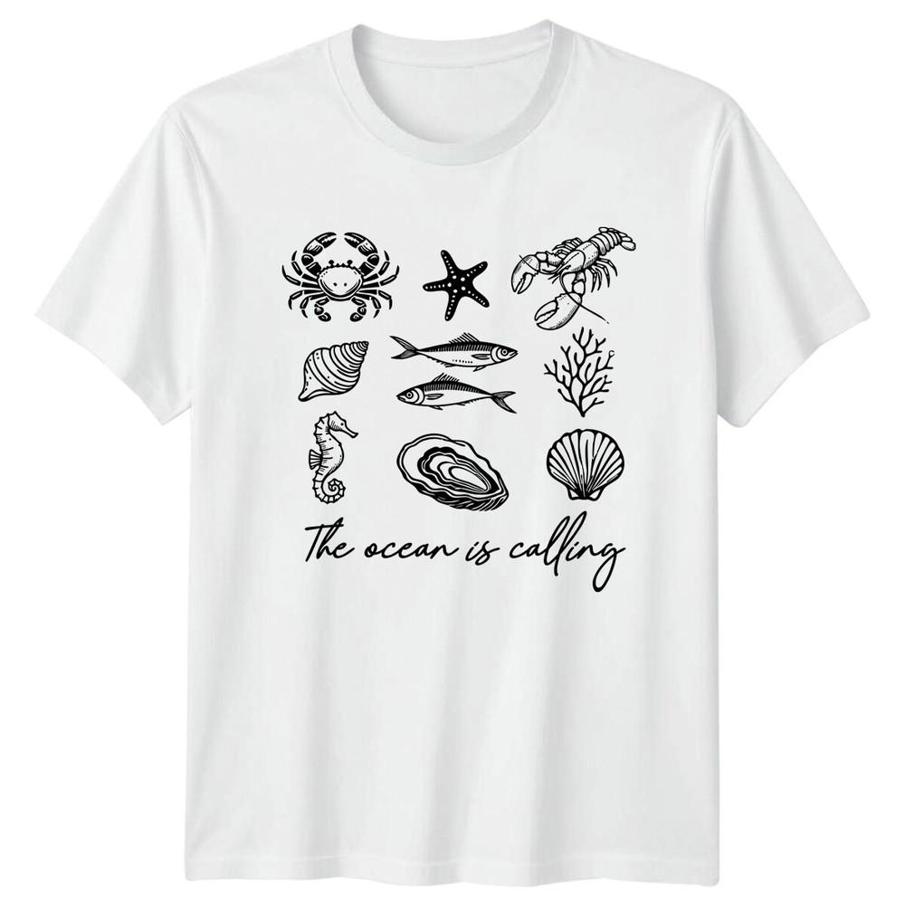 The Ocean Is Calling Sea Life Retro Summer TShirt S