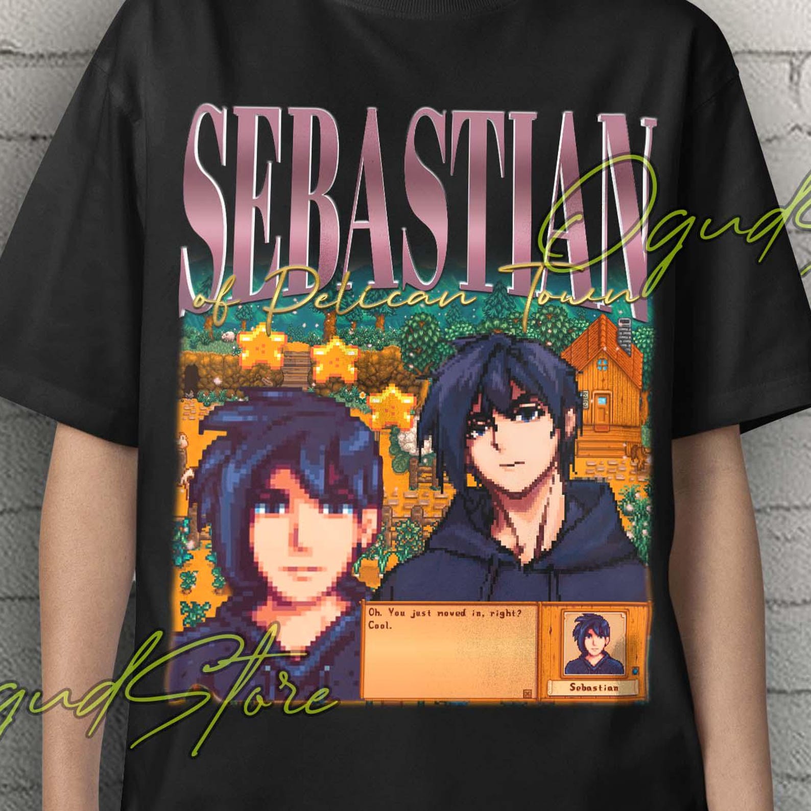 Sebastian Stardw Valley, Sebastian Stardw Vally Shirt, Retro Sebastian Stardw Vally Shirt, Farming Video Game Tshirt, Stardew Valley Poster 3XL