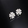 Dawapara Minimalist Four Leaf Clover Stud Earrings for Women Sunflower Good Luck Gift Stainless Steel Irish Jewelry