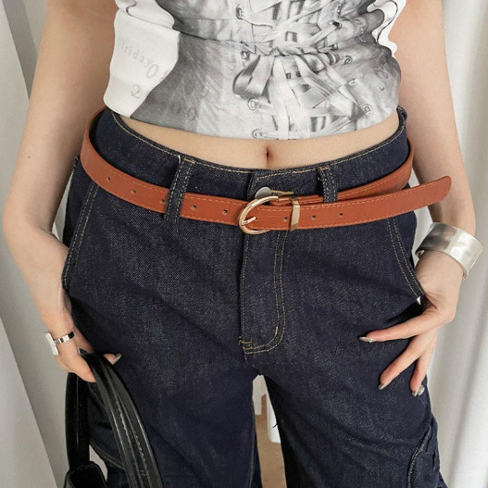 PU Leather Women's Belt Luxury Jeans Pants Belt Simple Y2k Waist Belt  Spicy Girls