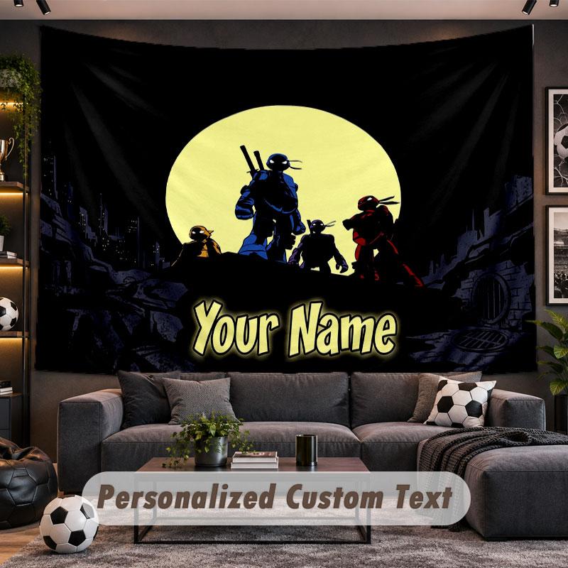 Wall Hanging Tapestry Custom NameTeenage Mutant Ninja Turtles Pattern Personalized Printed Fabric Wall Decor
