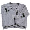 Pentagram Embroidered Knitted Cardigan Jacket Versatile V-neck Long-sleeved Sweater Women's Clothing Europe, America, Autumn and Winter