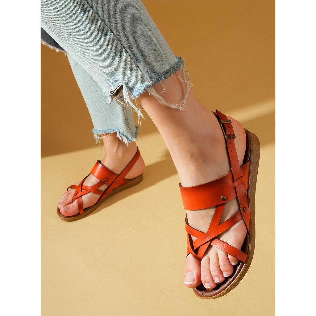 Cross-Band Ankle Buckled Women's Casual Sandals 51-820-23