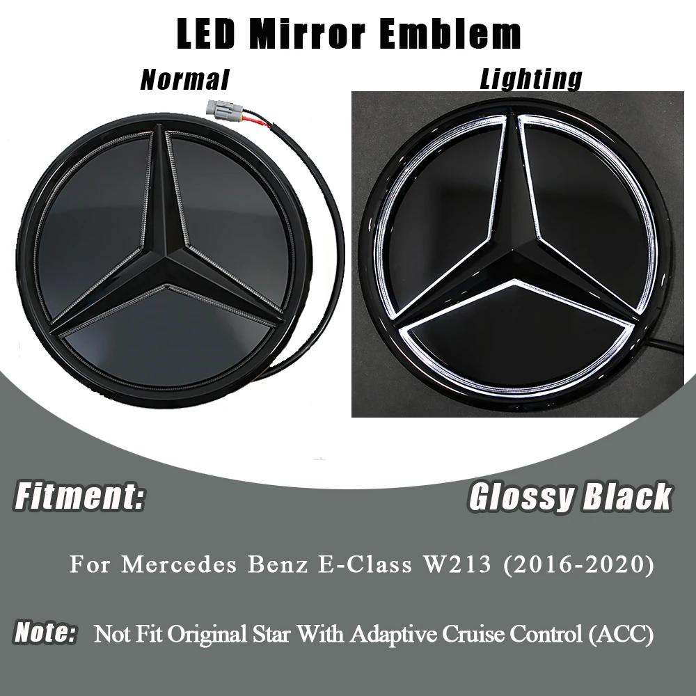 Calandre avant 3D Miroir Étoile Emblème Logo Noir Brillant et Argent Chrome Pour Mercedes Benz Classe E W213 2016-2020 E200 E2