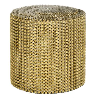 9m 24 linhas galvanoplastia plástico artificial strass fita malha casamento roupas decoração ouro
