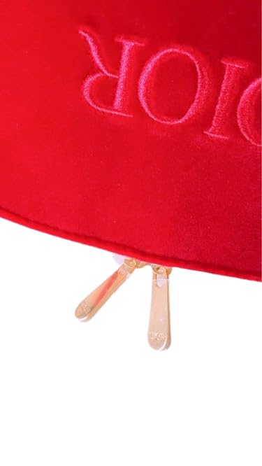 Dior Christian Dior Dior Red Pouch Velvet Cosmetic Pouch Novelty Pouch Logo [Used]