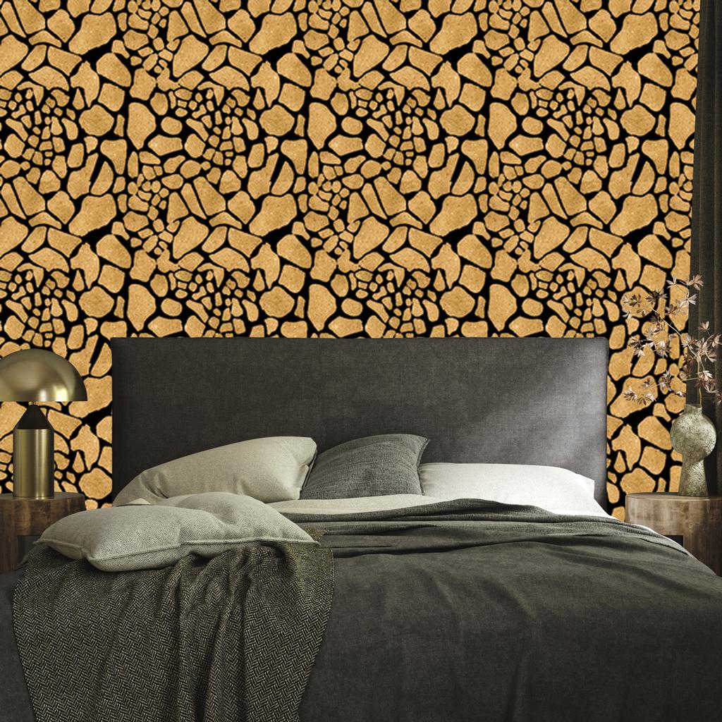 Golden Leather Wallpaper Gold, Ochre, Black and Cream 50x1000