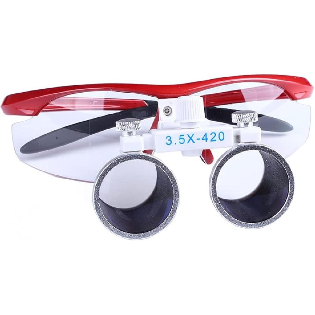 3.5X Binocular Ultralight Loupe Surgery Surgical Magnifier Medical Operation Loupe Glasses for Surgery Angle Adjustable (Silver)