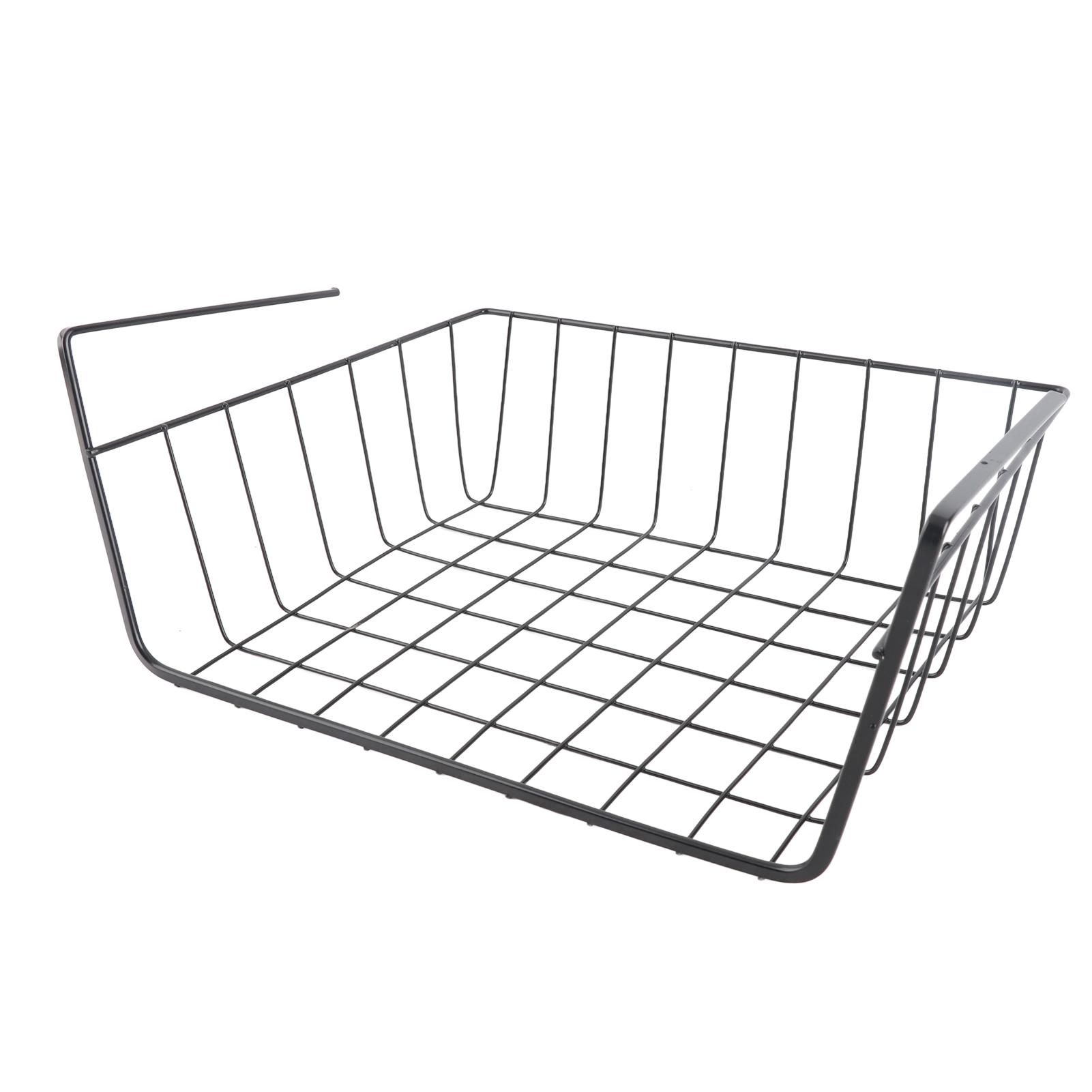 

Подвесная корзина для хранения Многоцелевая полностью металлическая проволочная корзина под полку для кухни, офиса, кладовой, стола, книжной полки Medium black