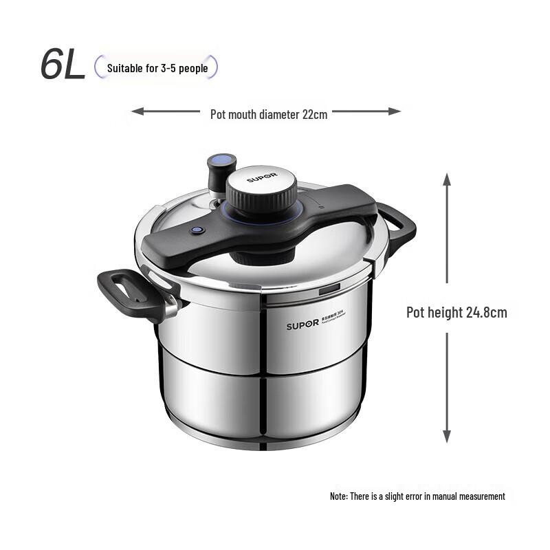 Supor Easy Open Rotary Stainless Steel Pressure Cooker