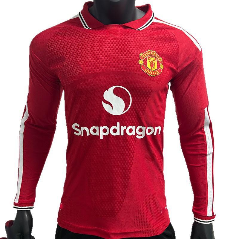 Pánský fotbalový dres s dlouhým rukávem ''-2027 Manchester United Domácí verze pro hráče Bambusové vlákno Výkonnostní sada