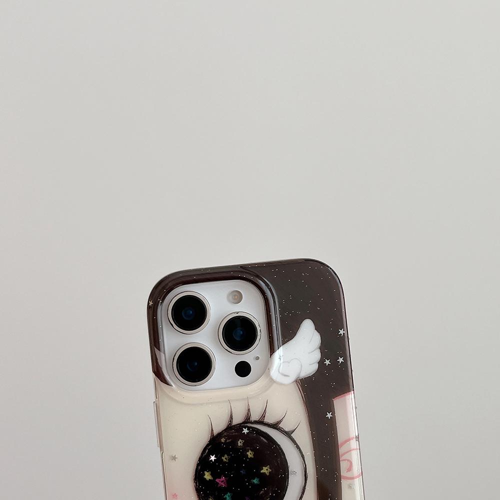 Cute Anime Shinning Eyes Cartoon Phone Case for IPhone 17 16 15 14 Pro 13 Max Comic Girl Glittering Big Eyes Bling Back Cover