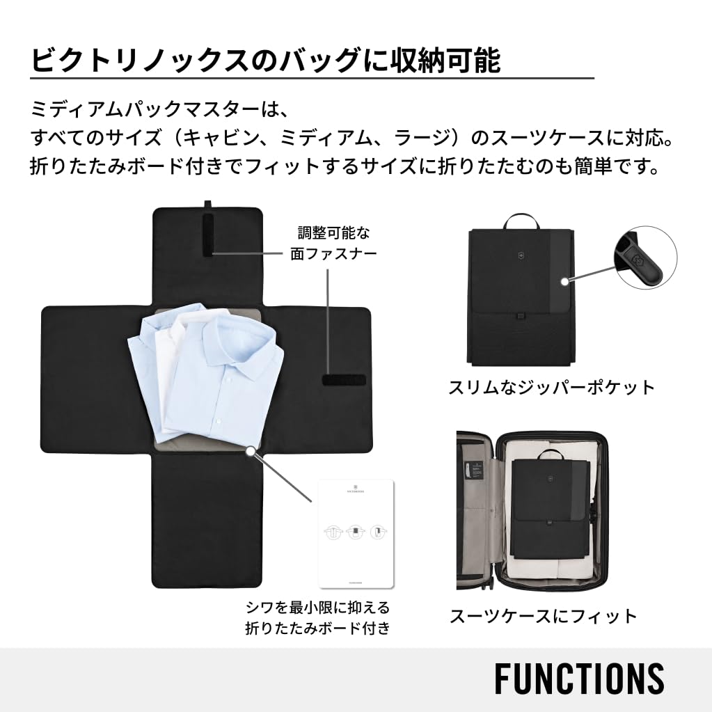 VICTORINOX Travel Essentials Medium Packmaster Dress Shirt Case/Travel Pouch, Black (Official Japanese Product) 653358