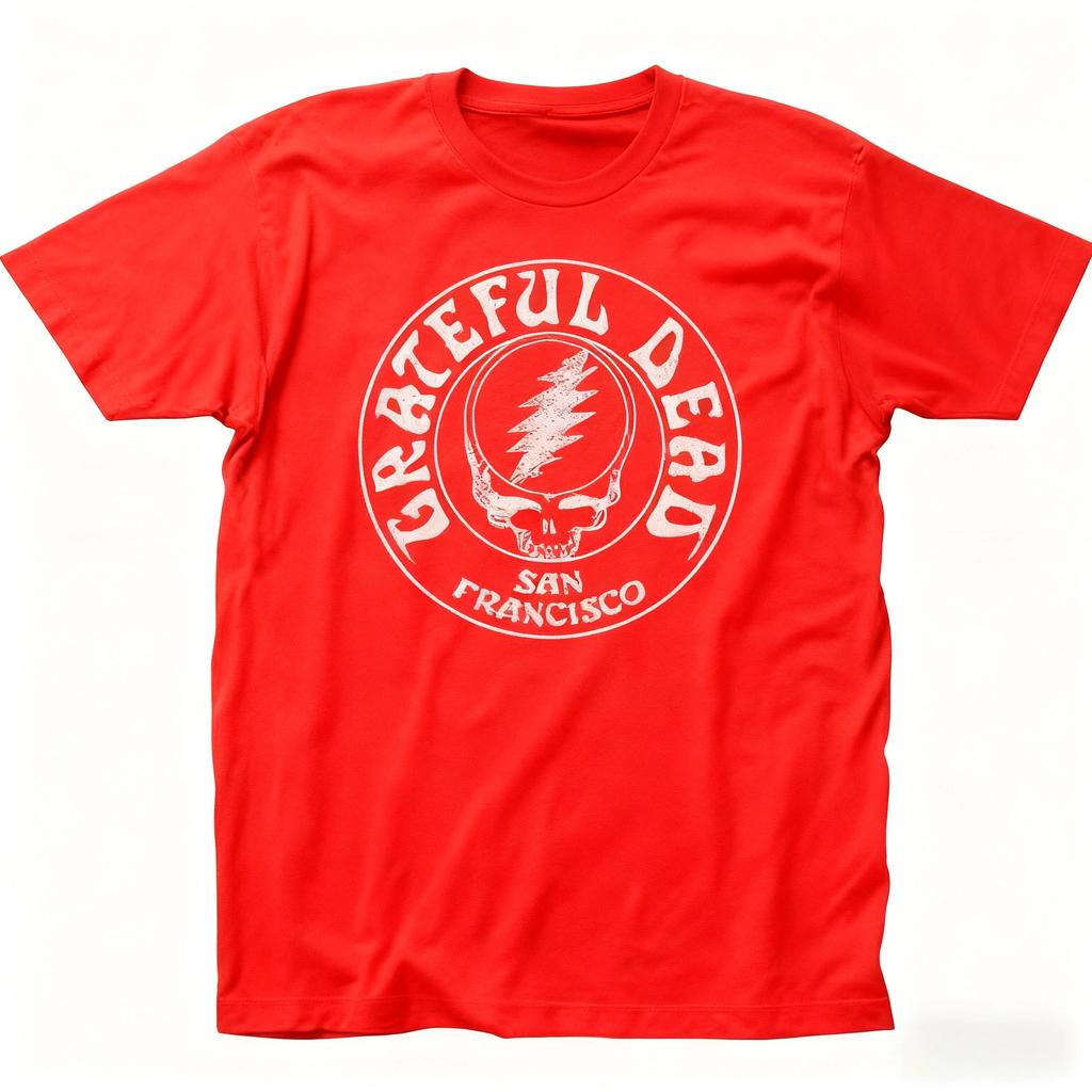 Grateful Dead Opaque Skull T Shirt Mens Women Rock Music Classic Band Tee Round Neck Short Sleeve Loose Tee Black S4XL