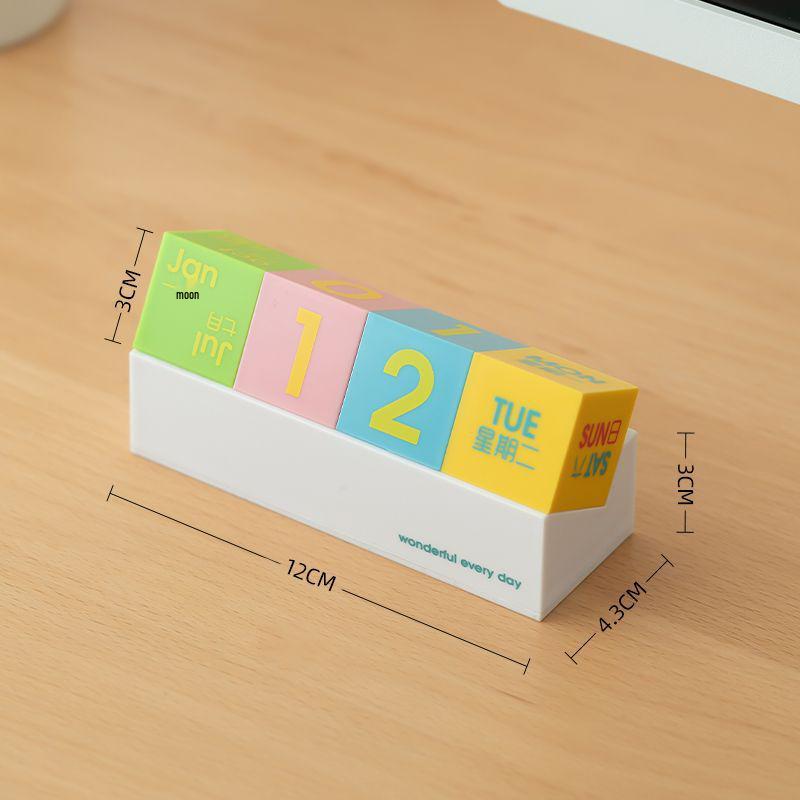 Creative Perpetual Flip Desk Calendar: Square Plastic Decorative Blocks